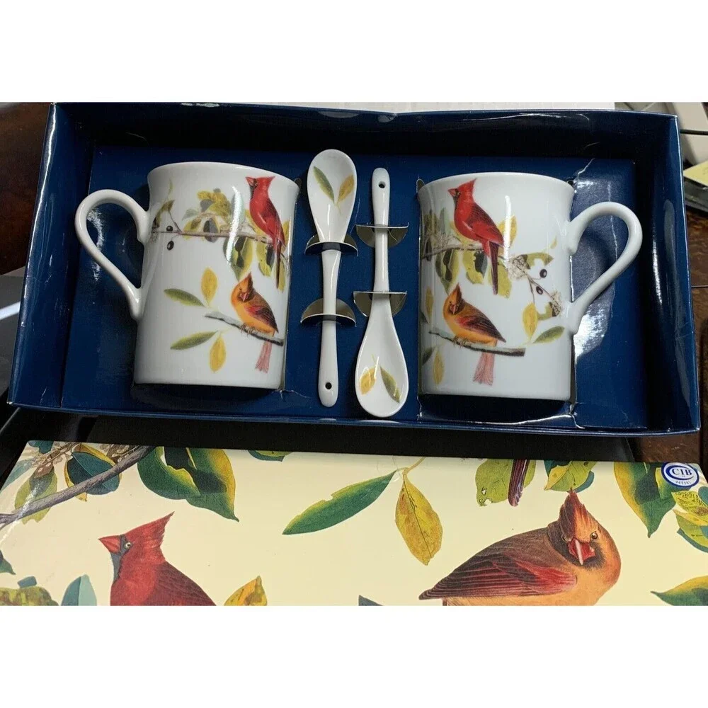 National Audubon Society Northern Cardinal Mug and Spoon Sets Godinger & Co